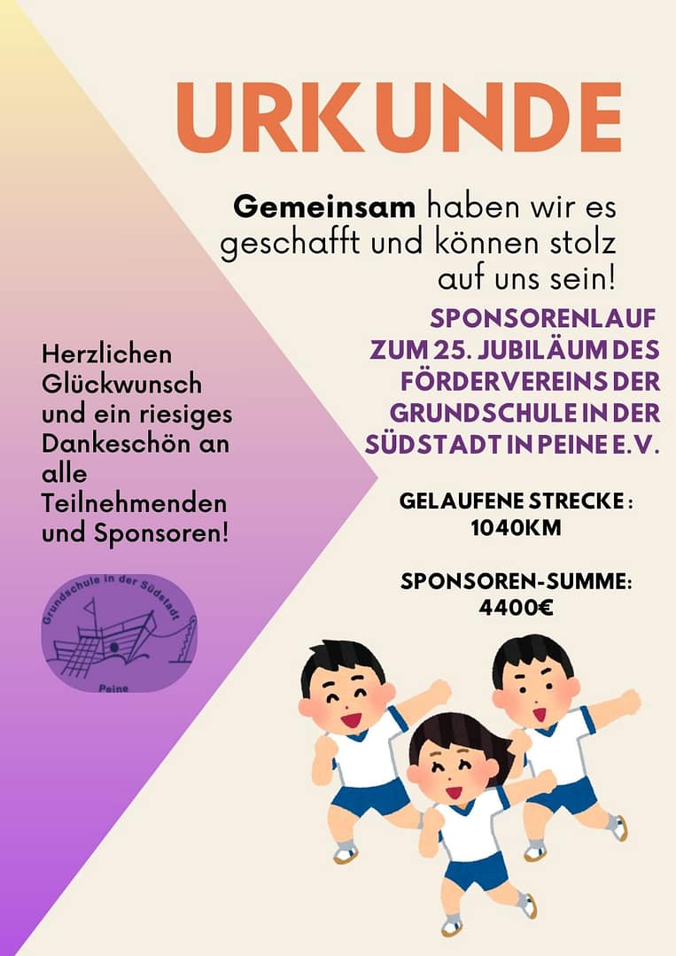 Ergebnis Sponsorenlauf 25.05.2025
